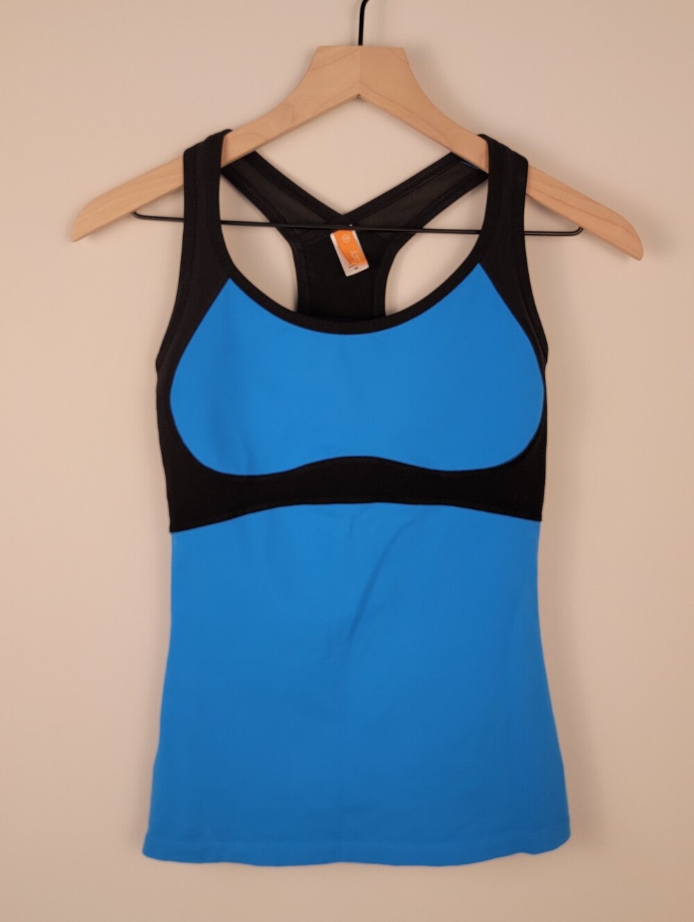 Lucy Activewear Royal Blue Black Colorblock Mesh Racerback Tank Top XS